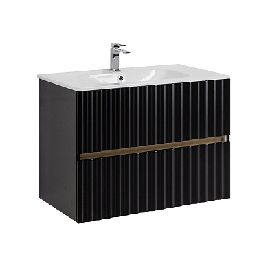 ELEGANT База под раковину подвесная с двумя выкатными ящиками, 80 см AM-ELEGANT-800-2C-SO-NM-LED черный матовый