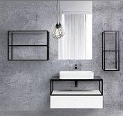 Комплект мебели с керамической раковиной для ванной комнаты Cezares Cadro 80см Bianco Ghiaccio