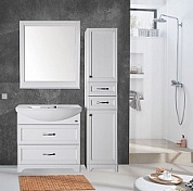 Комплект мебели для ванной комнаты напольный ASB-Woodline Берта 85, белый патина серебро