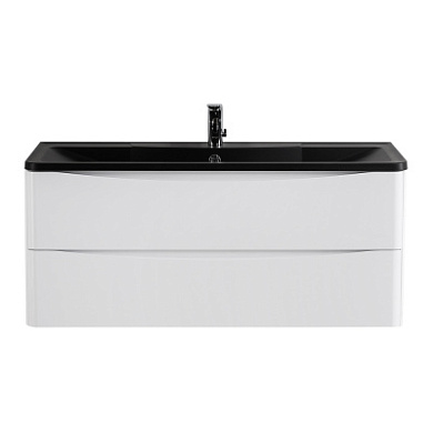 Тумба подвесная с черной раковиной из литьевого мрамора BelBagno ACQUA 120 Bianco Lucido