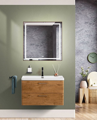 Тумба подвесная с керамической раковиной, Belbagno DUE, 80 см Rovere Nature DUE-800-2C-SO-RN-P+RS006SN.4/160+BB-8076-3-80