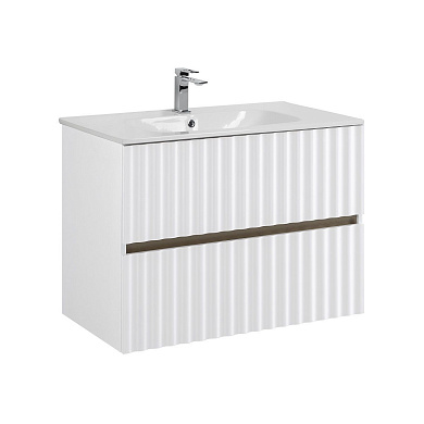 ELEGANT База под раковину подвесная с двумя выкатными ящиками, 80 см AM-ELEGANT-800-2C-SO-BL-LED-P белый глянцевый