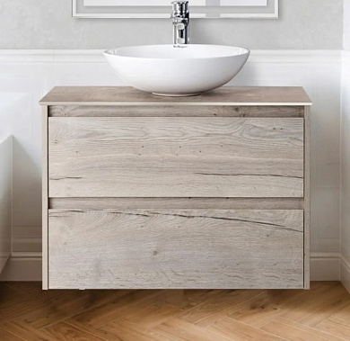 Тумба с накладной раковиной для ванной комнаты BelBagno Kraft 80 см Rovere Galifax Bianco