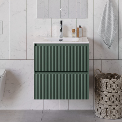 Тумба с раковиной подвесная BelBagno UNO-600-2C-SO-VO Еловый матовый, раковина белая BB-8099-60