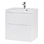 Тумба подвесная с раковиной из литьевого мрамора для ванной комнаты Belbagno Marino-H60 70 см Bianco Lucido, MARINO-H60-700-2C-SO-BL-P/BB700/450-LV-MR-AST
