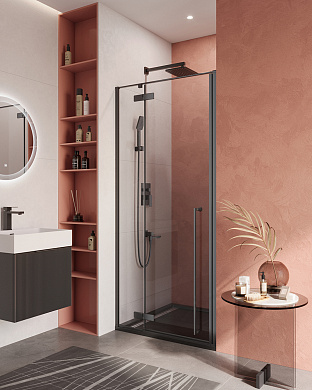 Душевая дверь в нишу CEZARES LINER-B-12-90-C-NERO-L