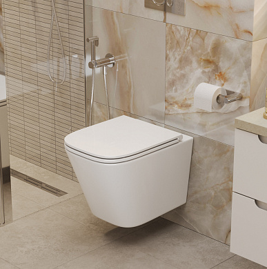 Унитаз подвесной безободковый с сиденьем и смывом ТОРНАДО BelBagno ARDENTE-R BB520CH-TOR/SC
