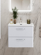 Тумба подвесная с керамической раковиной, Belbagno DUE, 60 см Bianco Lucido DUE-600-2C-SO-BL-P+BB-8076-3-60+RS333CP.4/160
