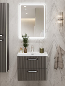 Тумба подвесная с керамической раковиной, Belbagno DUE, 50 см, Оружейная сталь DUE-500-2C-SO-GM-P+BB-8076-3-50+RS333CP.4/160