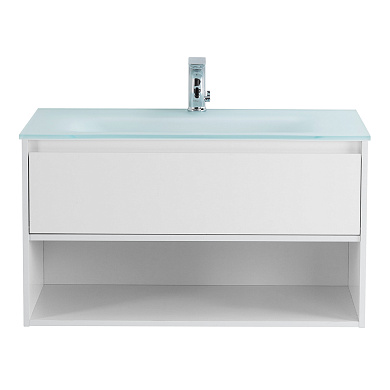 Тумба с раковиной подвесная Belbagno KRAFT 1000, Bianco Opaco, 1000x460x500, KRAFT-1000-1C-SO-BO/BB1010/465-LV-VTR-BO