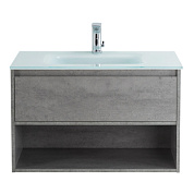 Тумба подвесная со стеклянной раковиной BelBagno KRAFT 80 см Cemento Grigio