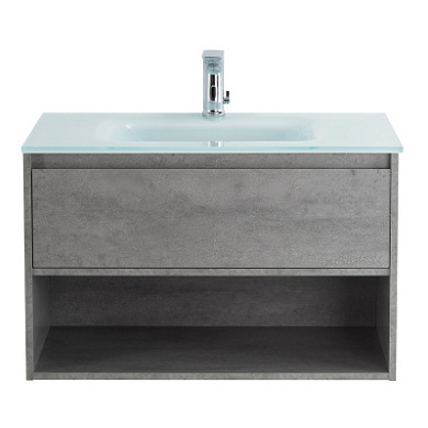 Тумба подвесная со стеклянной раковиной BelBagno KRAFT 80 см Cemento Grigio