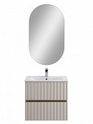 Тумба подвесная с керамической раковиной, Art&Max ELEGANT, 60 см светло-серый матовый AM-ELEGANT-600-2C-SO-GCM-LED+AM7110-60
