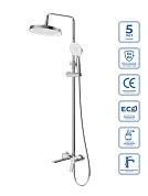 Душевая стойка со смесителем и изливом, верхним и ручным душем Belbagno ALBANO-VSCM-CRM хром