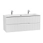 Тумба подвесная с двойной керамической раковиной, CEZARES DUET-N, 120 см Bianco Opaco DUET-N-1200-2C-SO-BO+CZR-8073-120-1-2