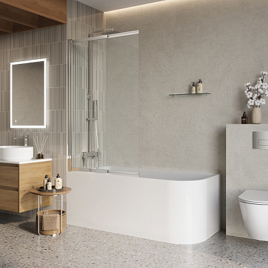 Душевая шторка на ванну BelBagno LUCE-VF-11-100/145-C-Cr