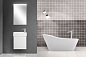 Тумба подвесная с керамической раковиной BelBagno KRAFT MINI 50 Bianco Opaco, левосторонняя