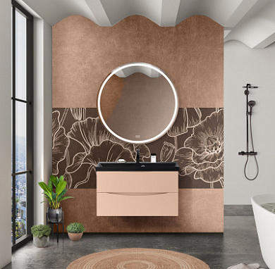 Тумба подвесная с черной раковиной из литьевого мрамора BelBagno MARINO 80 Crema Opaco