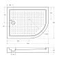 Акриловый поддон ассиметричный, левый CEZARES TRAY-A-RH-120/90-550-15-W-L
