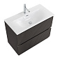 Тумба с раковиной подвесная BelBagno UNO-MINI-1000-2C-SO-GSO Темно-серый матовый, раковина белая BB-8099-3-100