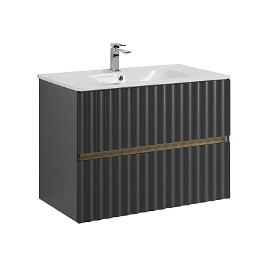 ELEGANT База под раковину подвесная с двумя выкатными ящиками, 80 см AM-ELEGANT-800-2C-SO-GM-LED серый матовый