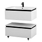 Тумба подвесная с  раковиной из искусственного мрамора, CEZARES SLIDER, 80 см Bianco Opaco SLIDER-800-1C-SO-BO+CZR-800/480-LV-MR-PRS+SLIDER-800-1C-PI-BO