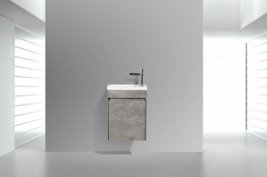 Тумба подвесная с раковиной из литьевого мрамора BelBagno PIETRA MINI 46-R Stucco Cemento, правосторонняя
