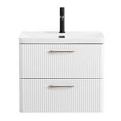 Тумба под раковину подвесная с двумя выкатными ящиками BelBagno DUE-600-2C-SO-BL-P Bianco Lucido