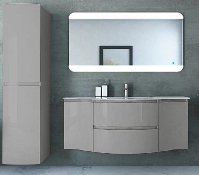 Тумба с раковиной из искусственного мрамора для ванной комнаты Cezares Vague 138 см Grigio lucido