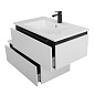 Тумба подвесная с  раковиной из искусственного мрамора, CEZARES SLIDER, 80 см Bianco Opaco SLIDER-800-1C-SO-BO+CZR-800/480-LV-MR-PRS+SLIDER-800-1C-PI-BO
