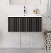 Тумба с раковиной подвесная BelBagno UNO-800-1C-SO-GSO Темно-Серый матовый, раковина белая BB-8099-80