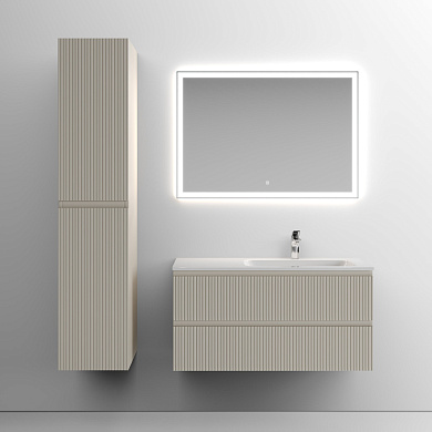 Тумба с керамической раковиной подвесная правосторонняя, SANCOS Snob T, 100 см Beige Soft SNT100RCE+CN7015