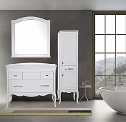 Комплект мебели для ванной комнаты напольный ASB-Woodline Модерн 105 см, белый патина серебро