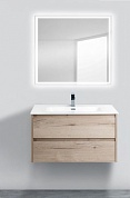 Тумба с керамической раковиной для ванной комнаты BelBagno Kraft 100см Rovere Galifax Bianco