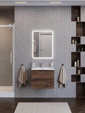 Тумба с керамической раковиной подвесная BelBagno МАРИНА-МИНИ2.0 (Marino-MINI-2.0) 60 Дуб коньячный, раковина BB-8099-3-60+Marino-MINI-2.0-600-2C-SO-RC-P