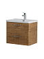 Тумба подвесная с керамической раковиной, Belbagno DUE, 50 см Rovere Nature DUE-500-2C-SO-RN-P+RS333CP.4/160+BB-8076-3-50